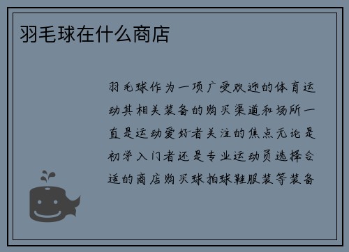 羽毛球在什么商店
